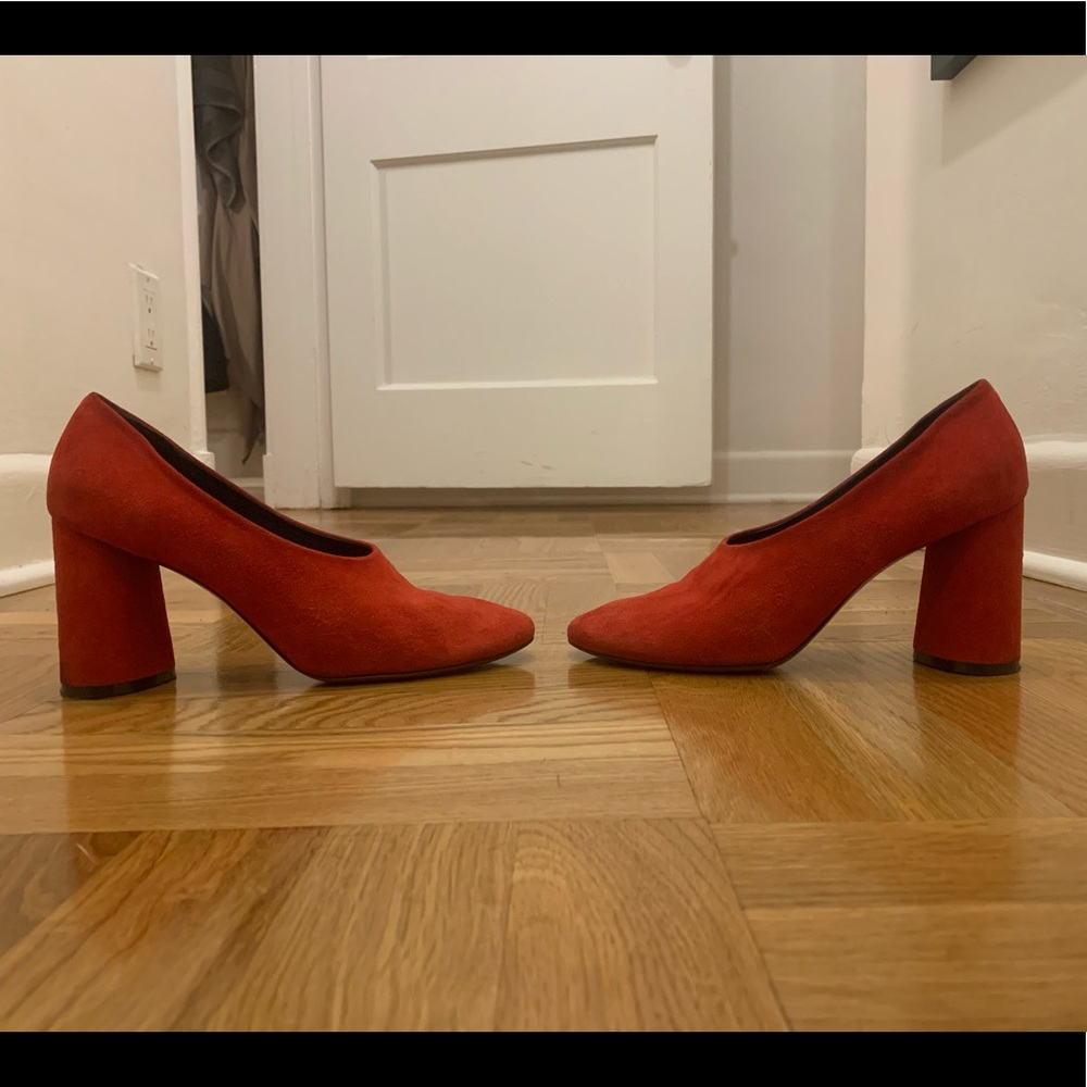 Celine red suede shoes, almost new